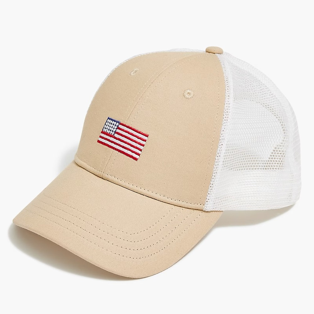 New mens JCrew flag trucker hat